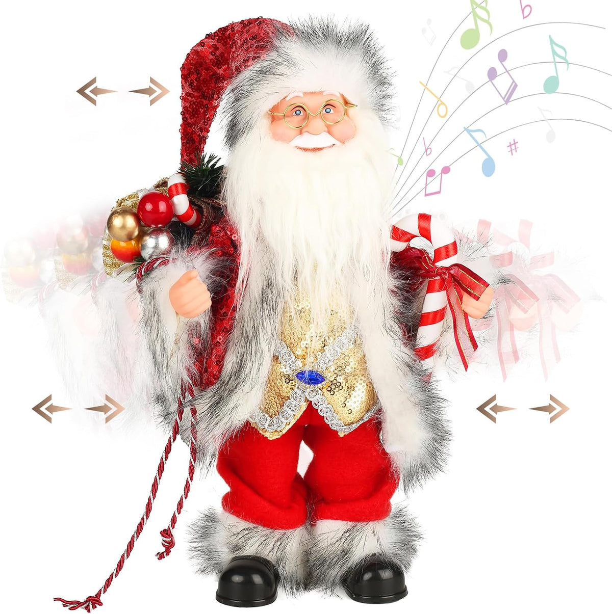 SdeNow Figura musical animada de Papá Noel de 14 pulgadas para deco...
