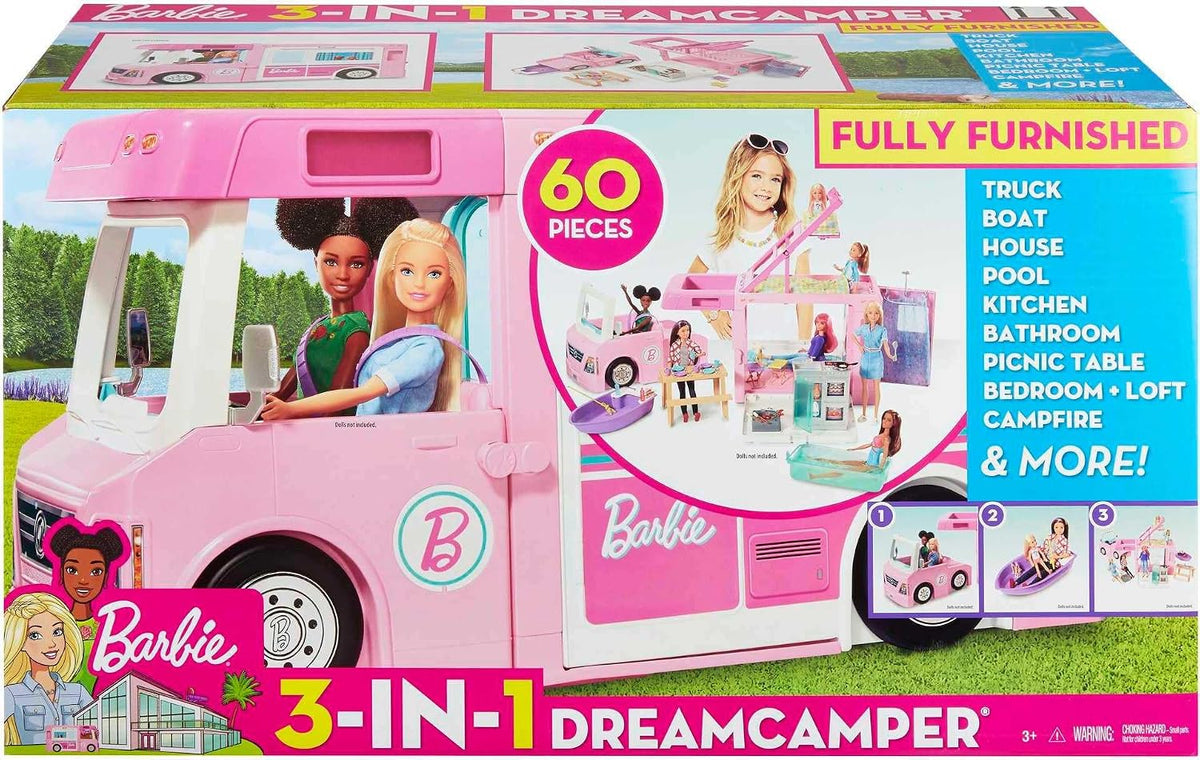 Barbie Camper, juego de muñecas con 50 accesorios | Se transforma e...