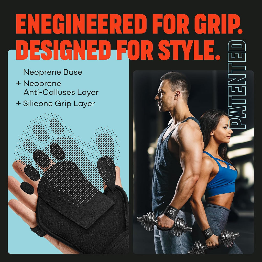 Mava Sports Guantes de gimnasio abiertos con soporte para muñeca in...
