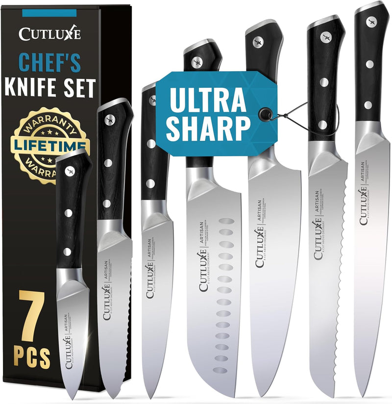 Cutluxe - Juego de cuchillos de chef, 7 piezas, juego de cuchillos...