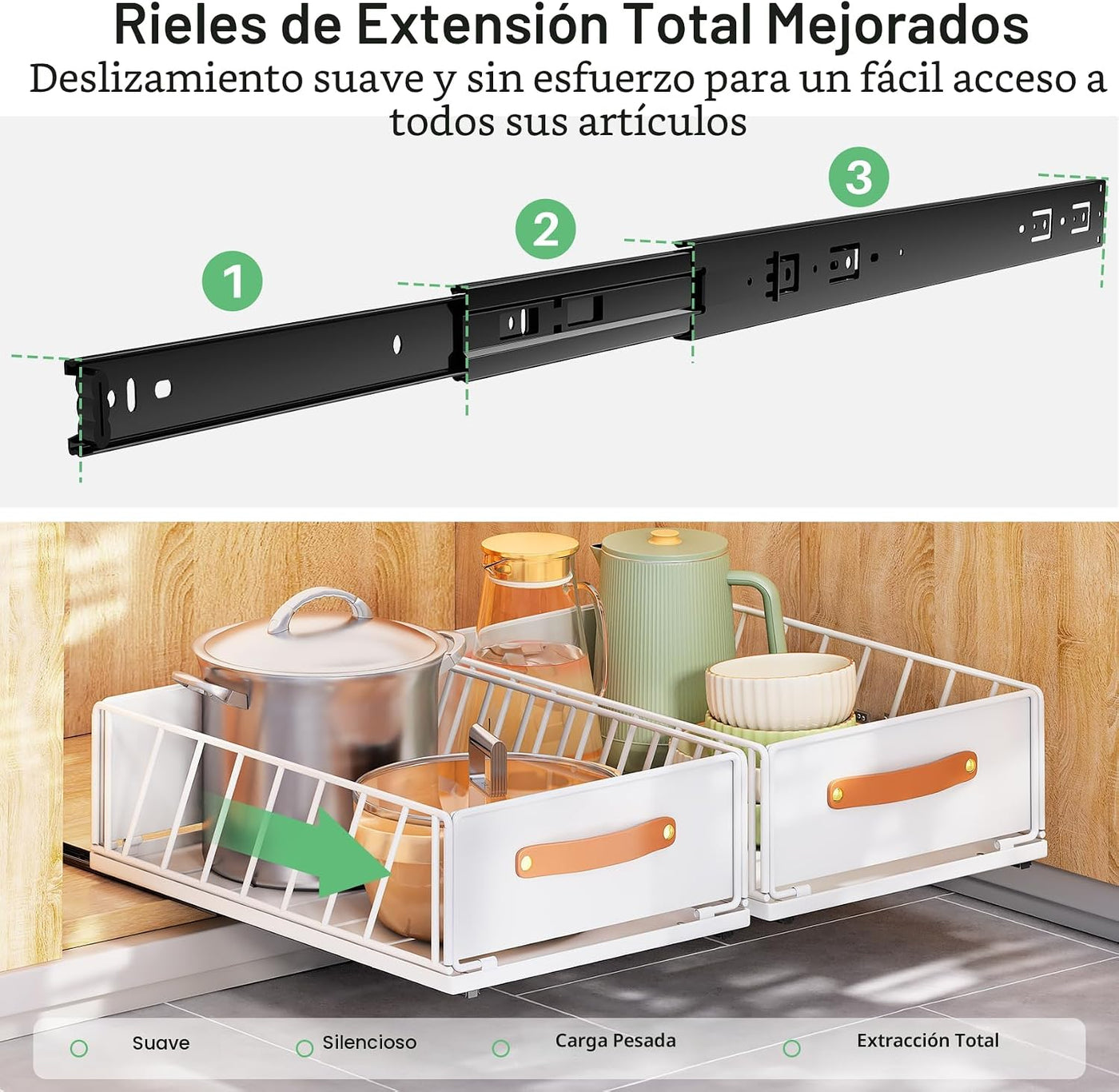 Organizador de gabinete extraíble fijo con nano película adhesiva,...