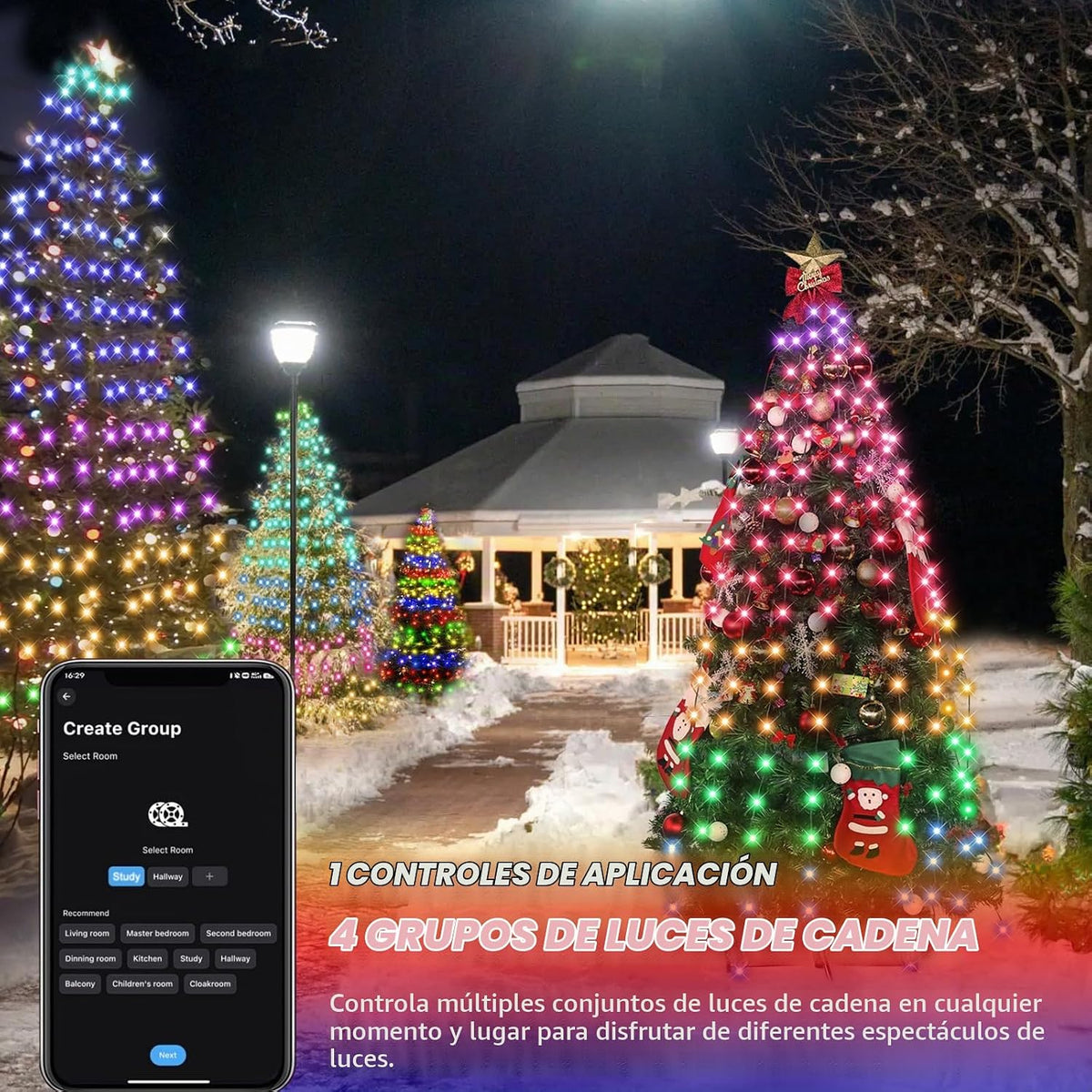 ASTRAEA Luces inteligentes para árbol de Navidad de 400 LED con apl...