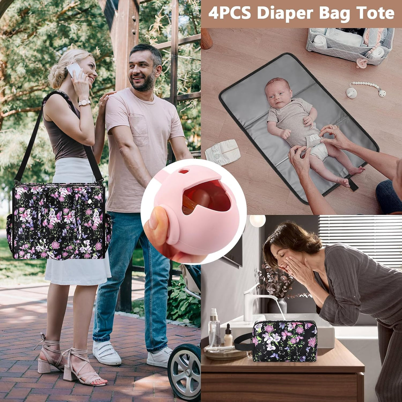 IBFUN Bolso de Pañales para Bebé - Bolso Grande para Bebé 4Pcs con...