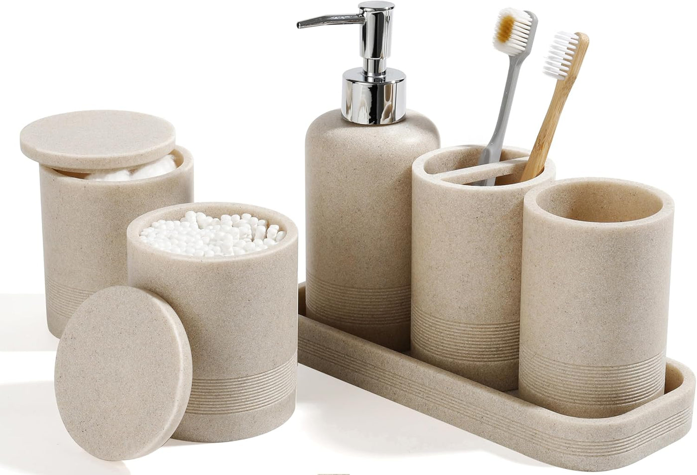 Juego de accesorios de baño, juego de accesorios de baño de 6 pieza...