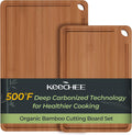 Keechee Butcher Block - Juego de 2 tablas de cortar de bambú carbon...