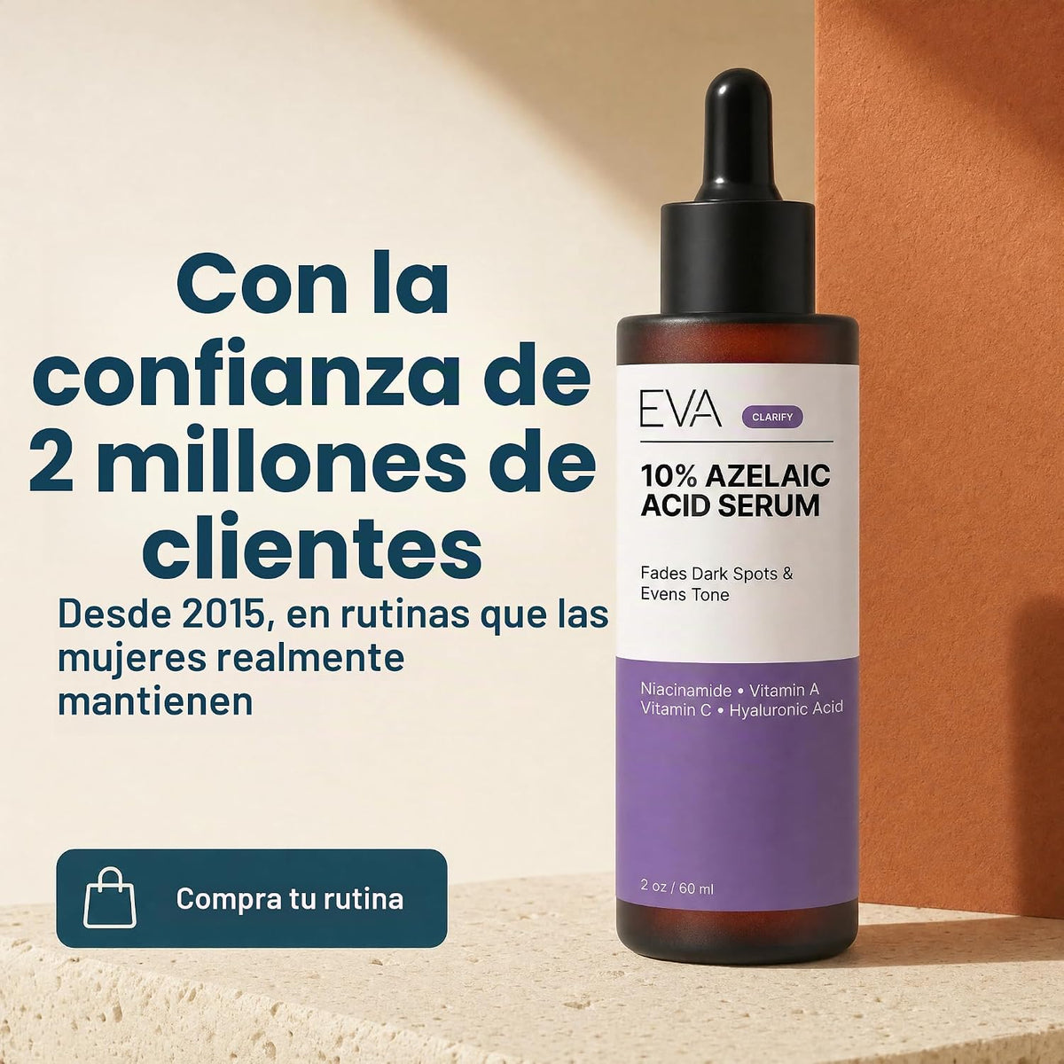 Eva Naturals Suero facial al 10% de ácido azelaico, niacinamida, li...