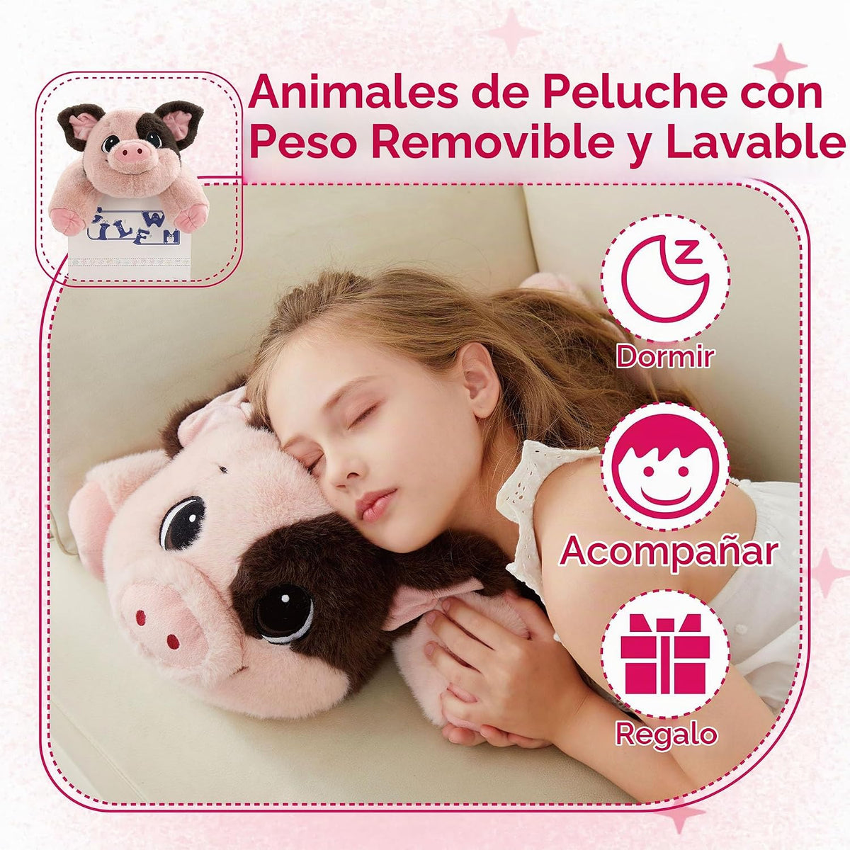 GILFWM Juego de caja de regalo de animales de peluche de cerdo rosa...