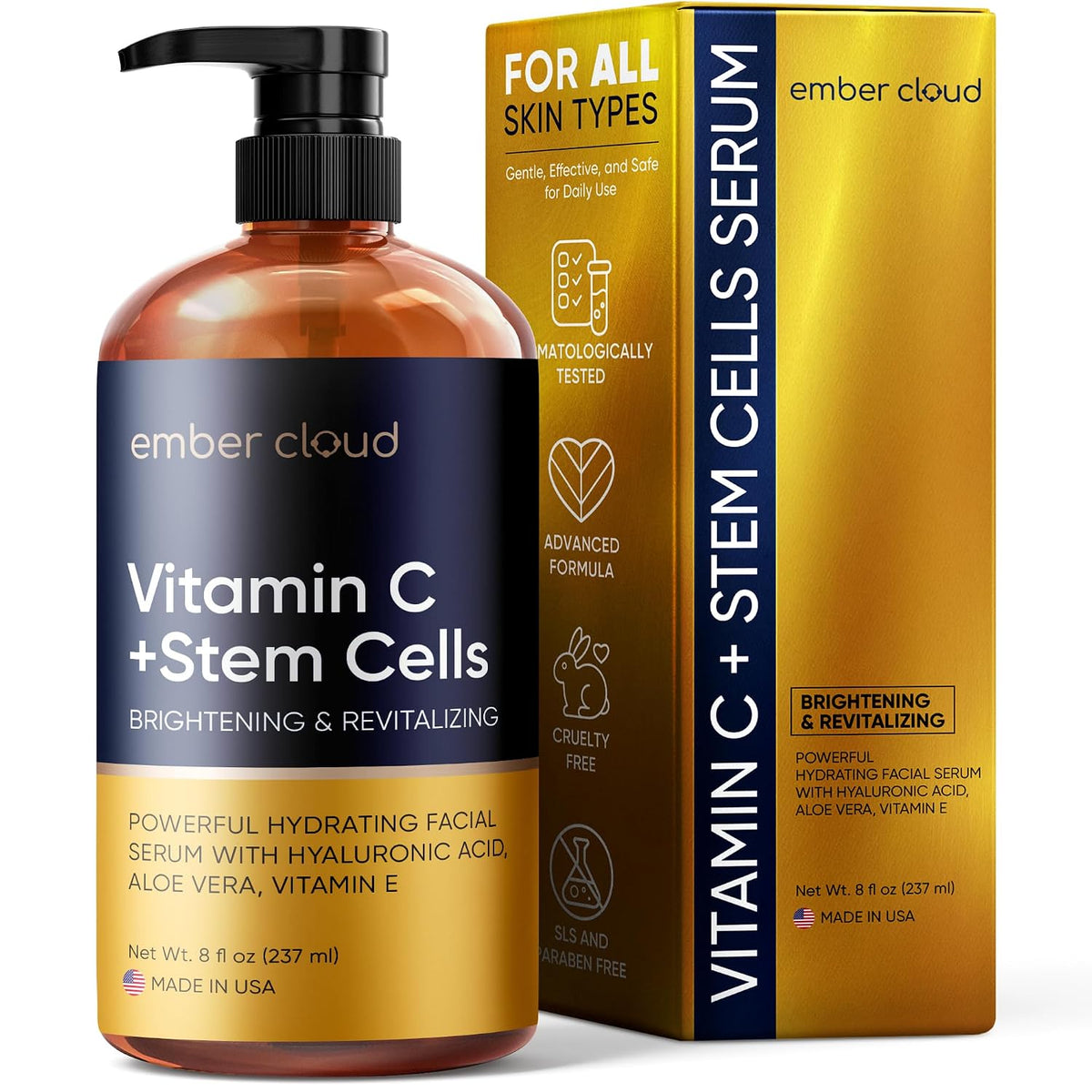 Ember Cloud Suero de vitamina C para rostro con células madre y áci...