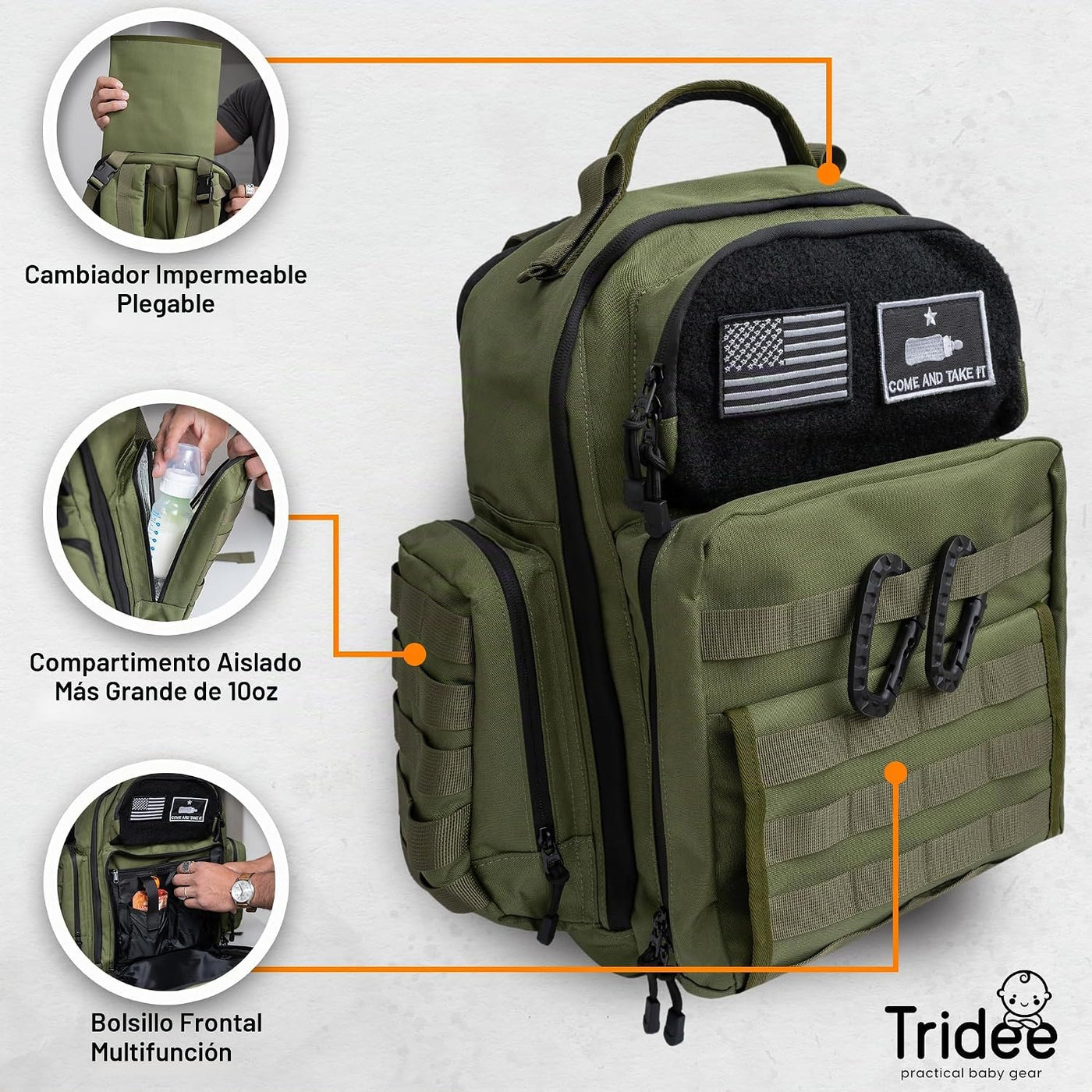 Bolsa de Pañales Green Dad - Mochila de Pañales Militar Estilo Moll...