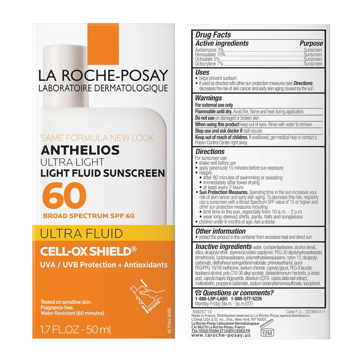 La Roche-Posay Anthelios Light Fluid Face Protector solar de amplio...