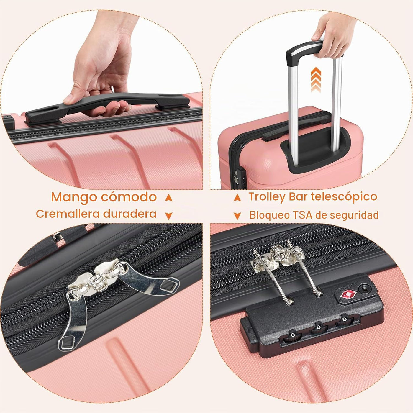 Sweetcrispy Maleta de mano, equipaje con ruedas giratorias, carcasa...