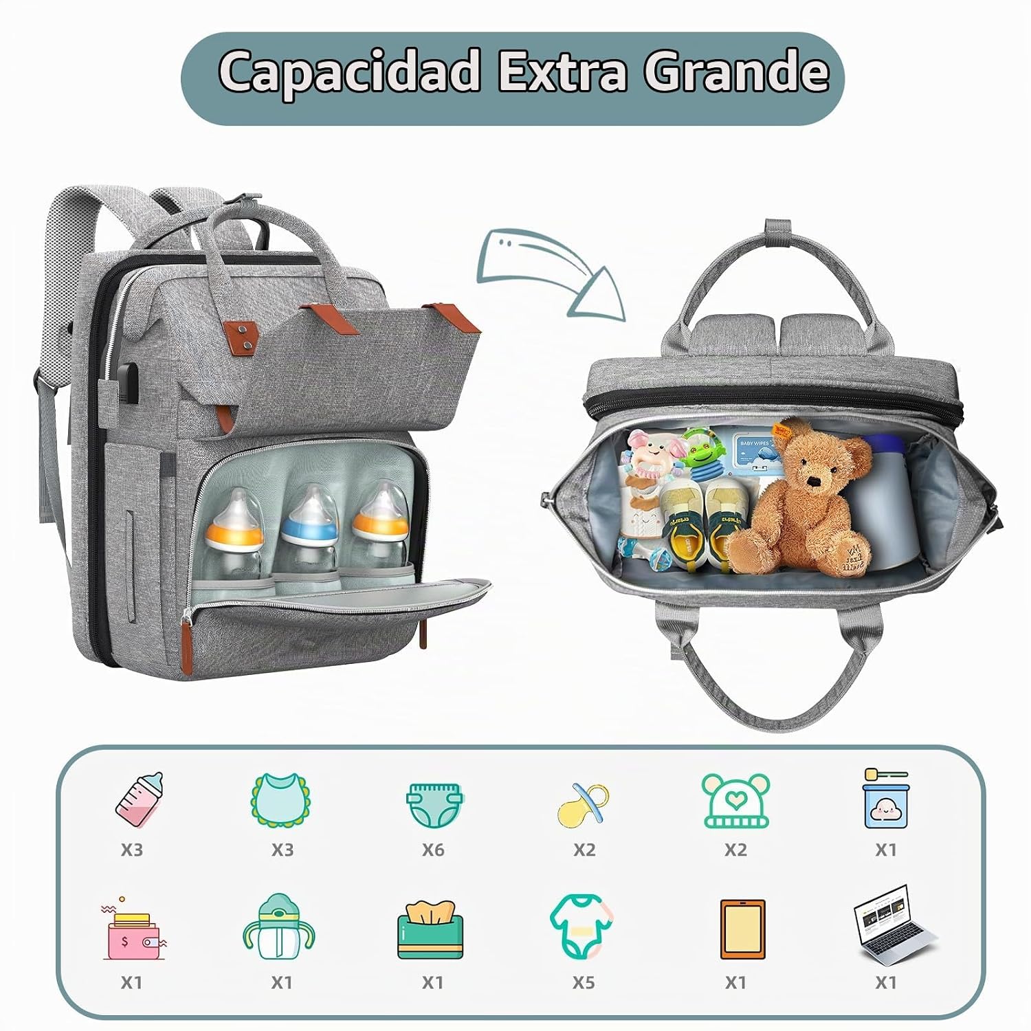 ISMGN - Mochila para pañales con cambiador, regalos para baby showe...