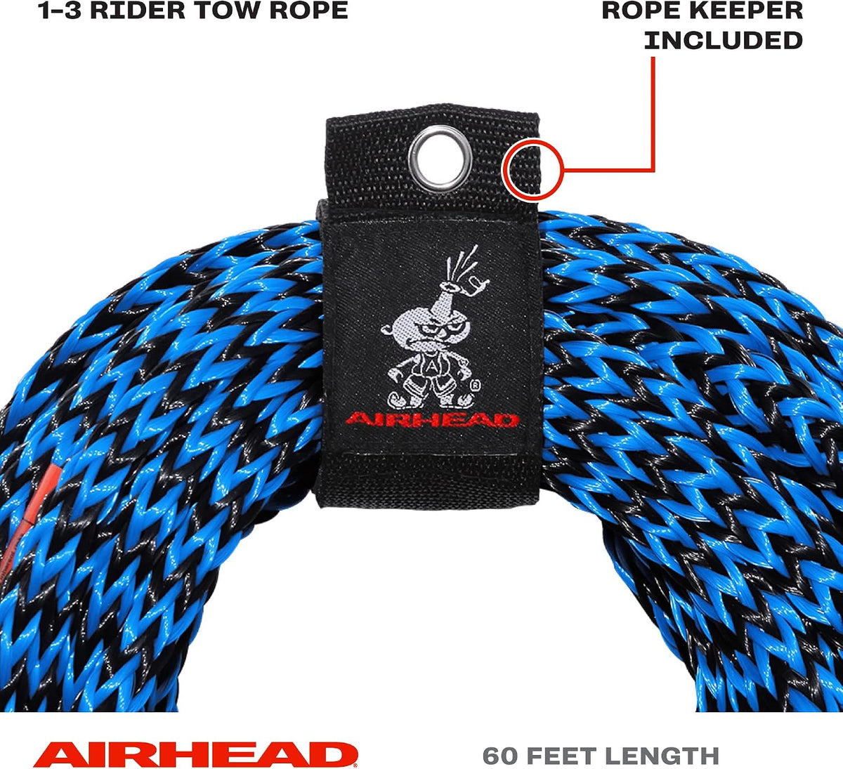 Cuerda de esquí acuático Airhead con mango de goma, 1 sección, 75 pies