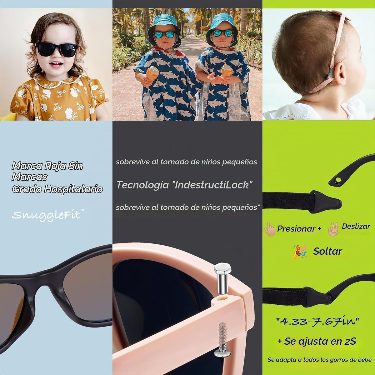 COCOSAND Gafas de sol polarizadas flexibles para bebé con correa |...