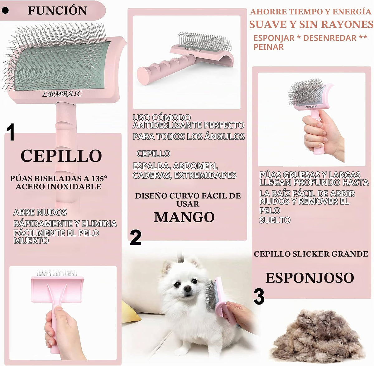 LBMBAIC Cepillo Slicker Súper Denso y Suave para Perros de Pelo Gru...
