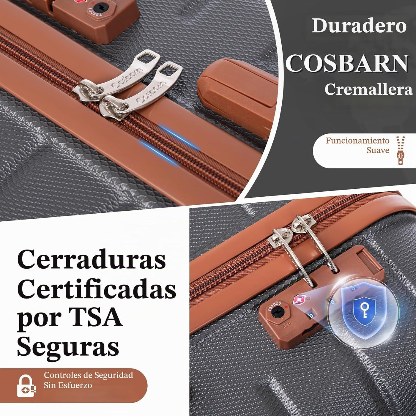 Cosbarn Sets de Equipaje de 5 Piezas Maletas con Ruedas, Gris, Moda...