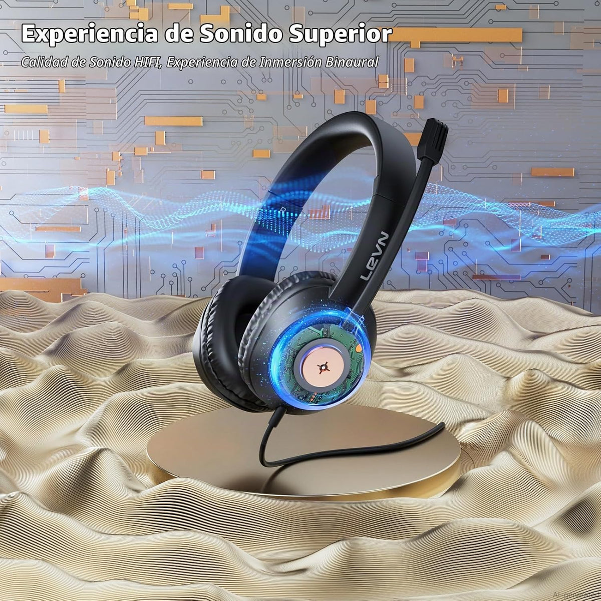 LEVN Auriculares con micrófono, auriculares USB con micrófono para...