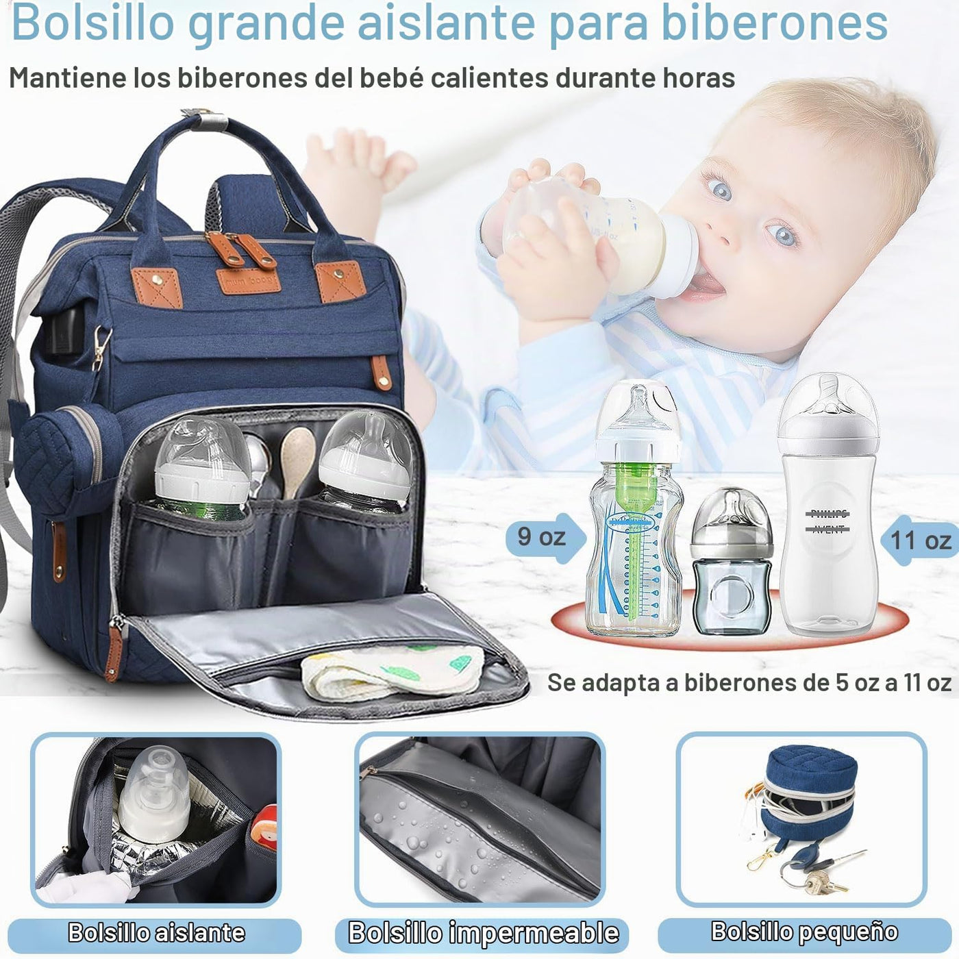 SHITIESHOU Bolsa de pañales para mamá y papá, con cambiador, 19 bol...