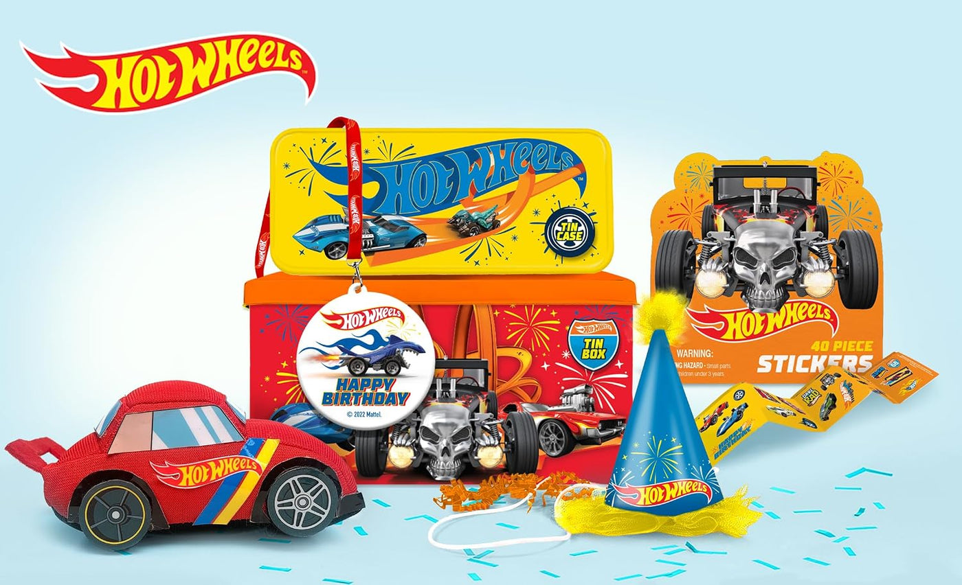 Hot Wheels - Juego de regalo para fiesta de cumpleaños, caja de lat...