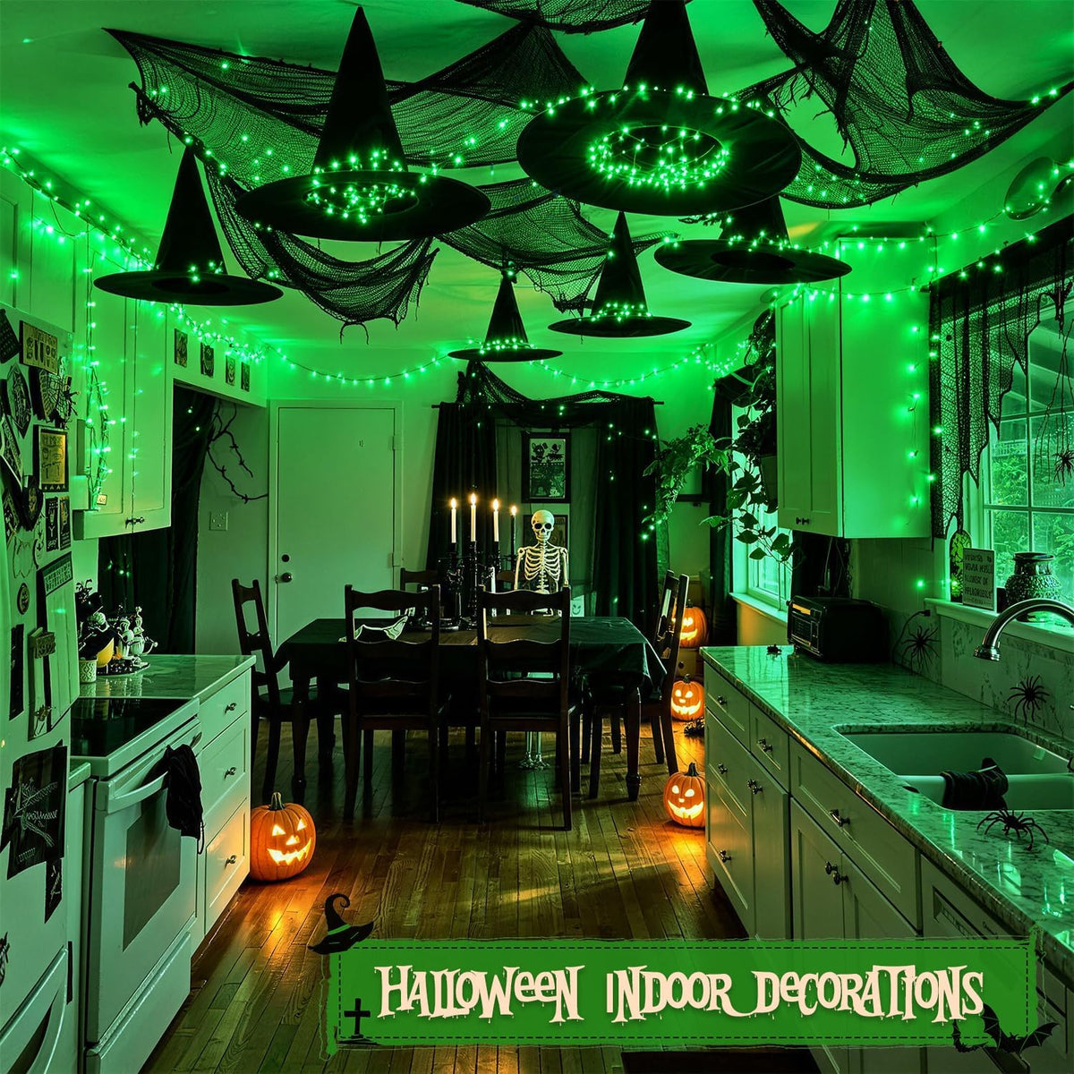JMEXSUSS 250 luces LED de Navidad verdes, luces de Halloween de 91....