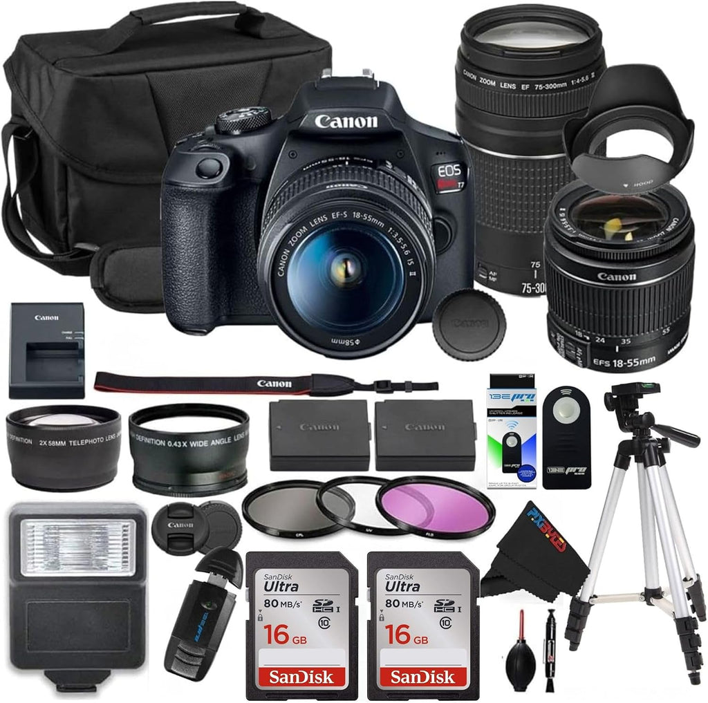 Canon EOS Rebel T7 Cámara DSLR con lente de 0.709-2.165 in (negro)...