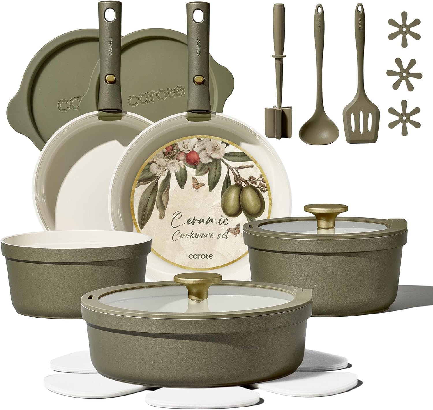 CAROTE Sistemas de utensilios de cocina de cerámica, ollas y sarten...