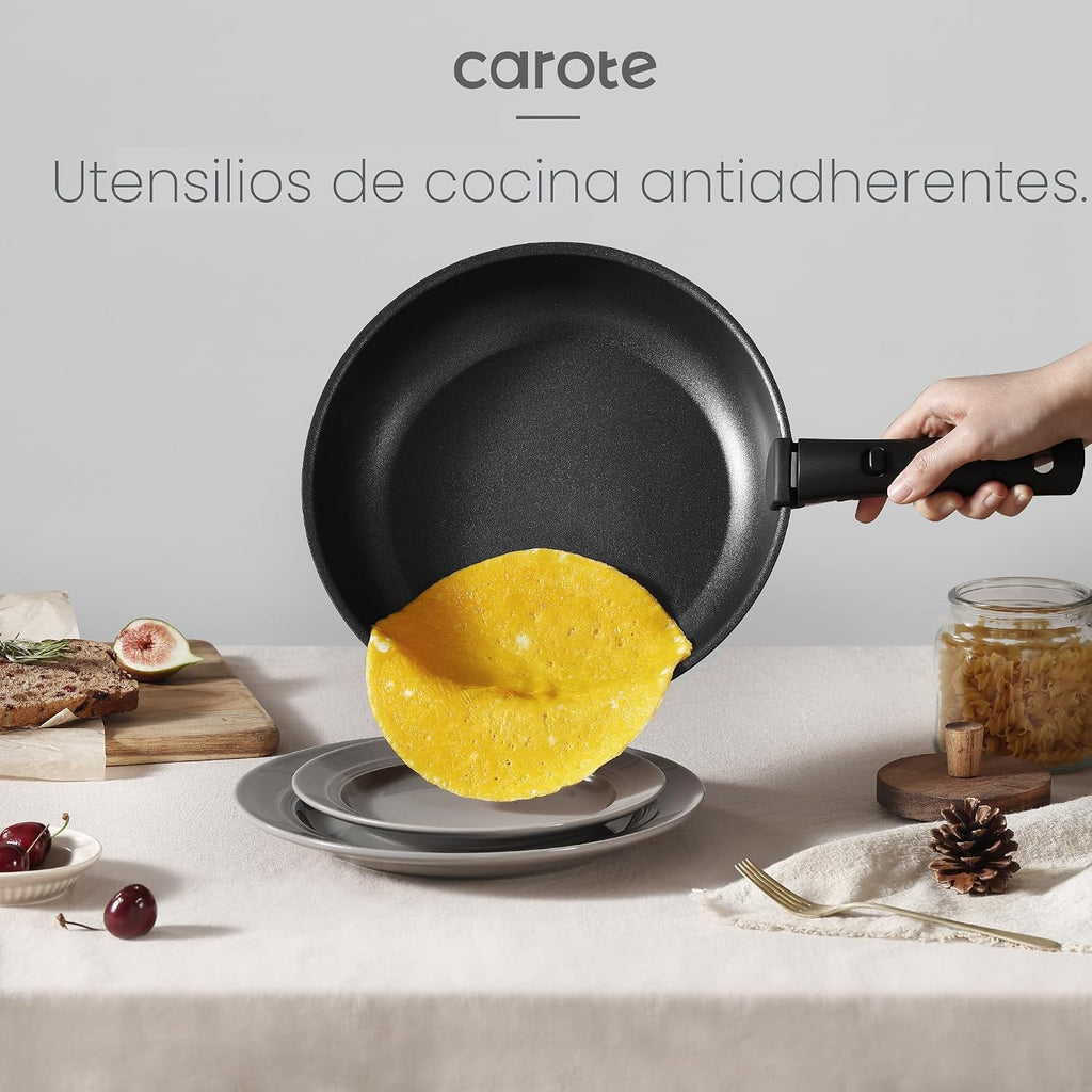 CAROTE Juego de ollas y sartenes antiadherentes, mango desmontable...