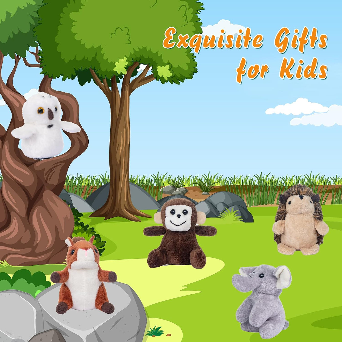 My OLi - Juego de 10 animales de peluche de zoológico, juguete de p...