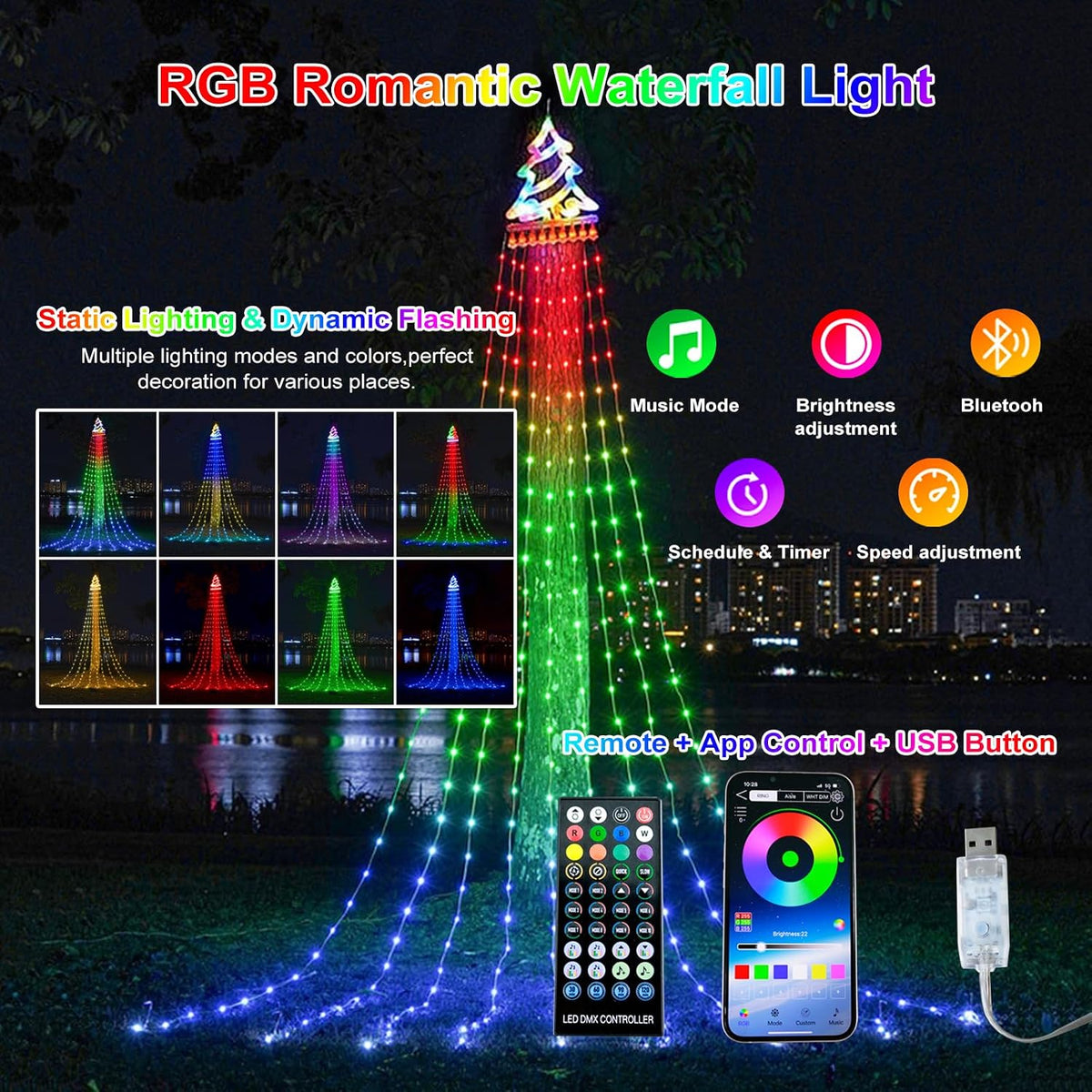 Decoraciones de Navidad para Exteriores Luces de Cadena para Árbol...