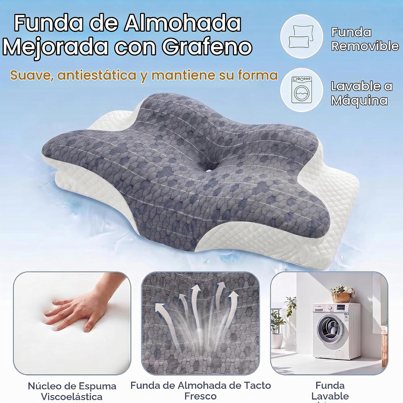 CHANCEE Almohada cervical para aliviar el dolor de cuello, almohada...