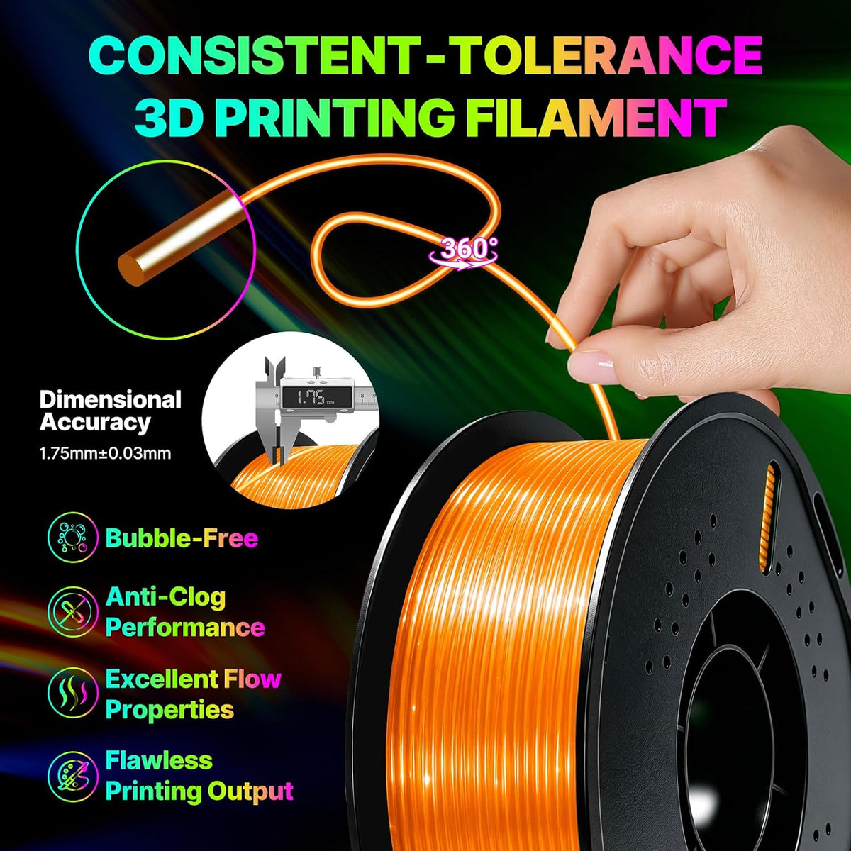 Colourbing Filamento flexible de TPU 95A para impresora 3D, suave y...