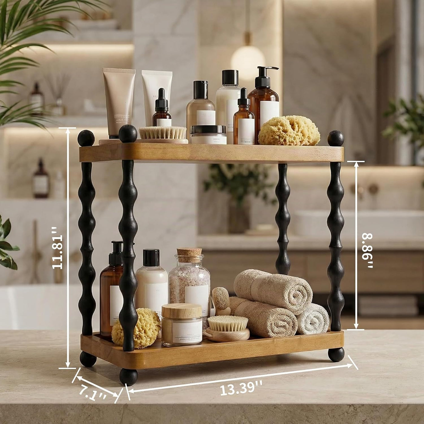 iFaveorr Organizador de mostrador de baño de 2 niveles, estante de...