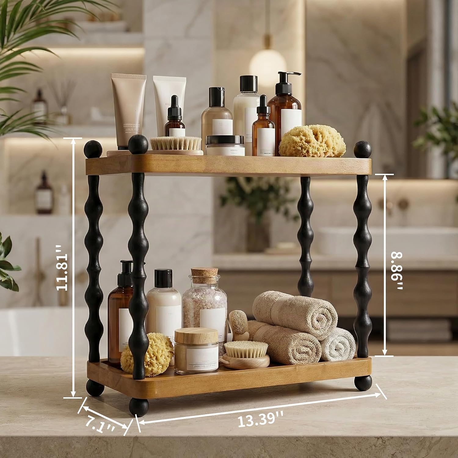 iFaveorr Organizador de mostrador de baño de 2 niveles, estante de...