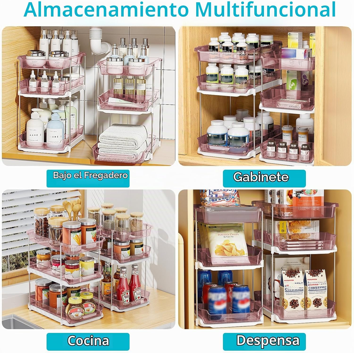 Delamu Paquete de 2 organizadores y almacenamiento de 3 niveles par...