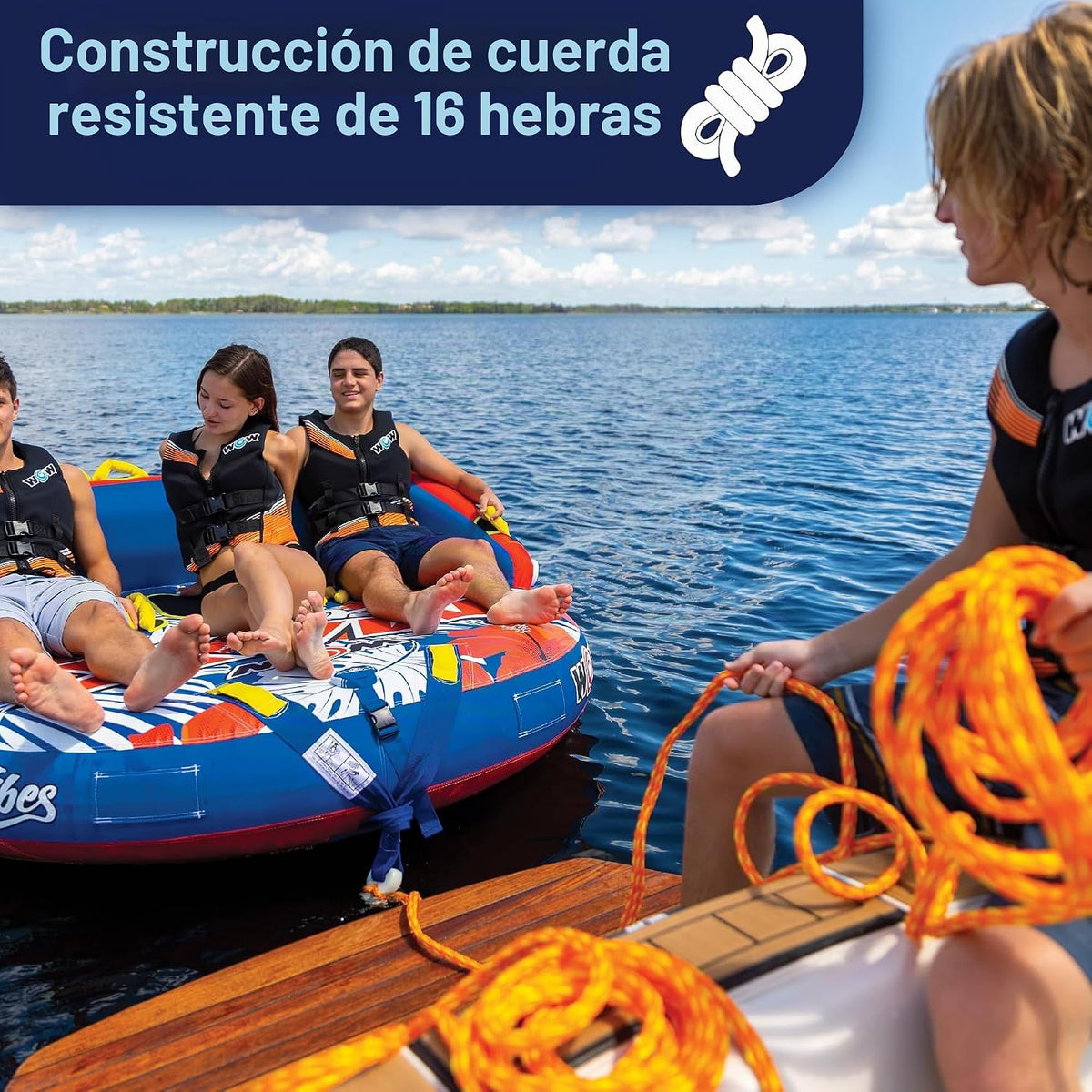 WOW Sports - Cuerda de remolque de 6 k y 60 pies con boya de espuma...