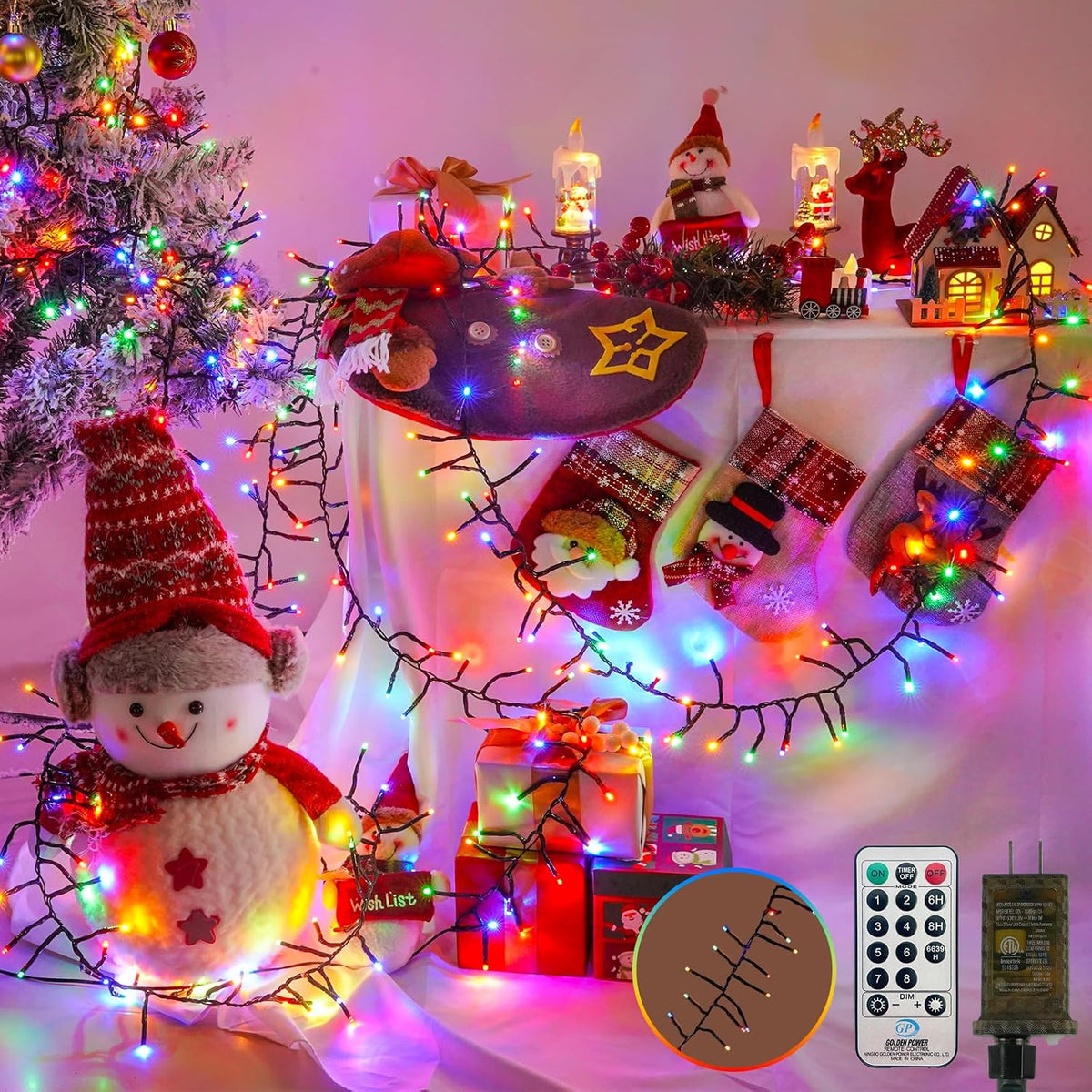 BHCLIGHT Luces de Navidad en racimo de 1500 LED de 75 pies, luces d...