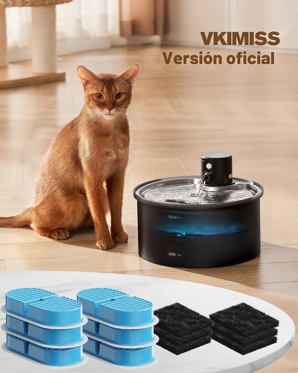 VKIMISS Filtros de fuente de agua para gatos: Reemplazo de filtro d...