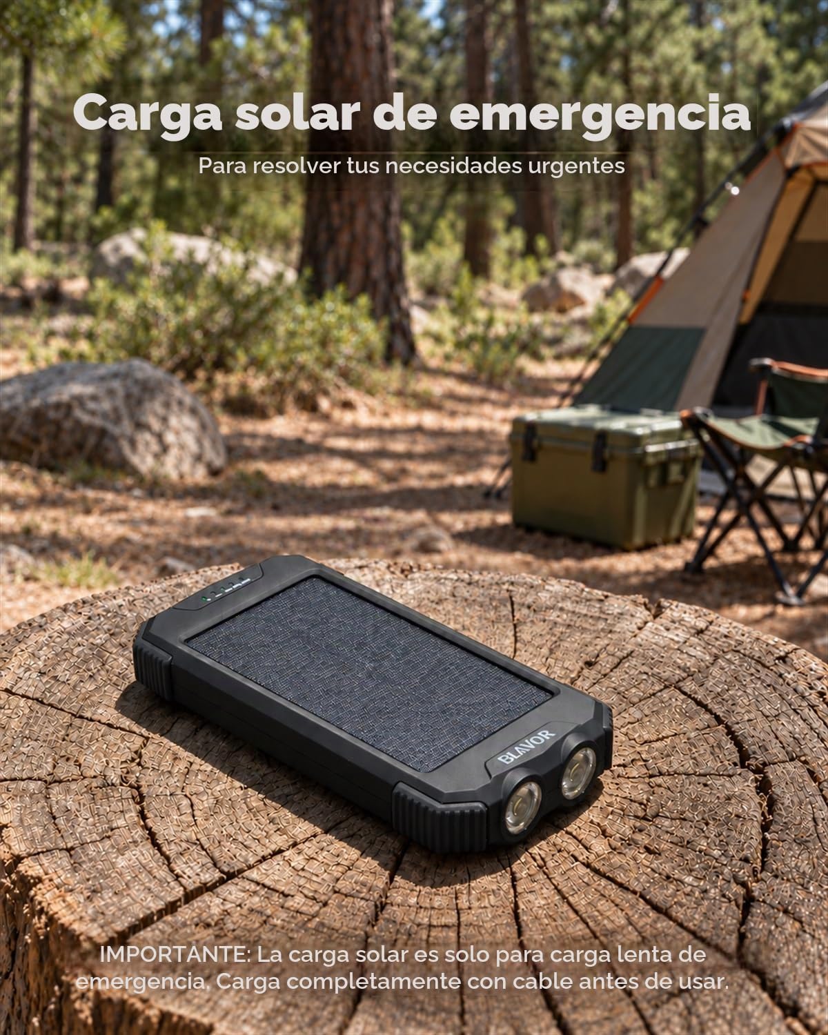 BLAVOR Solar Power Bank 10,000mAh Cargador inalámbrico portátil par...