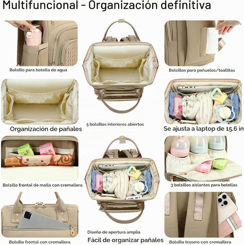 AIJIEKE Bolsa de pañales, mochila grande para pañales de bebé de gr...