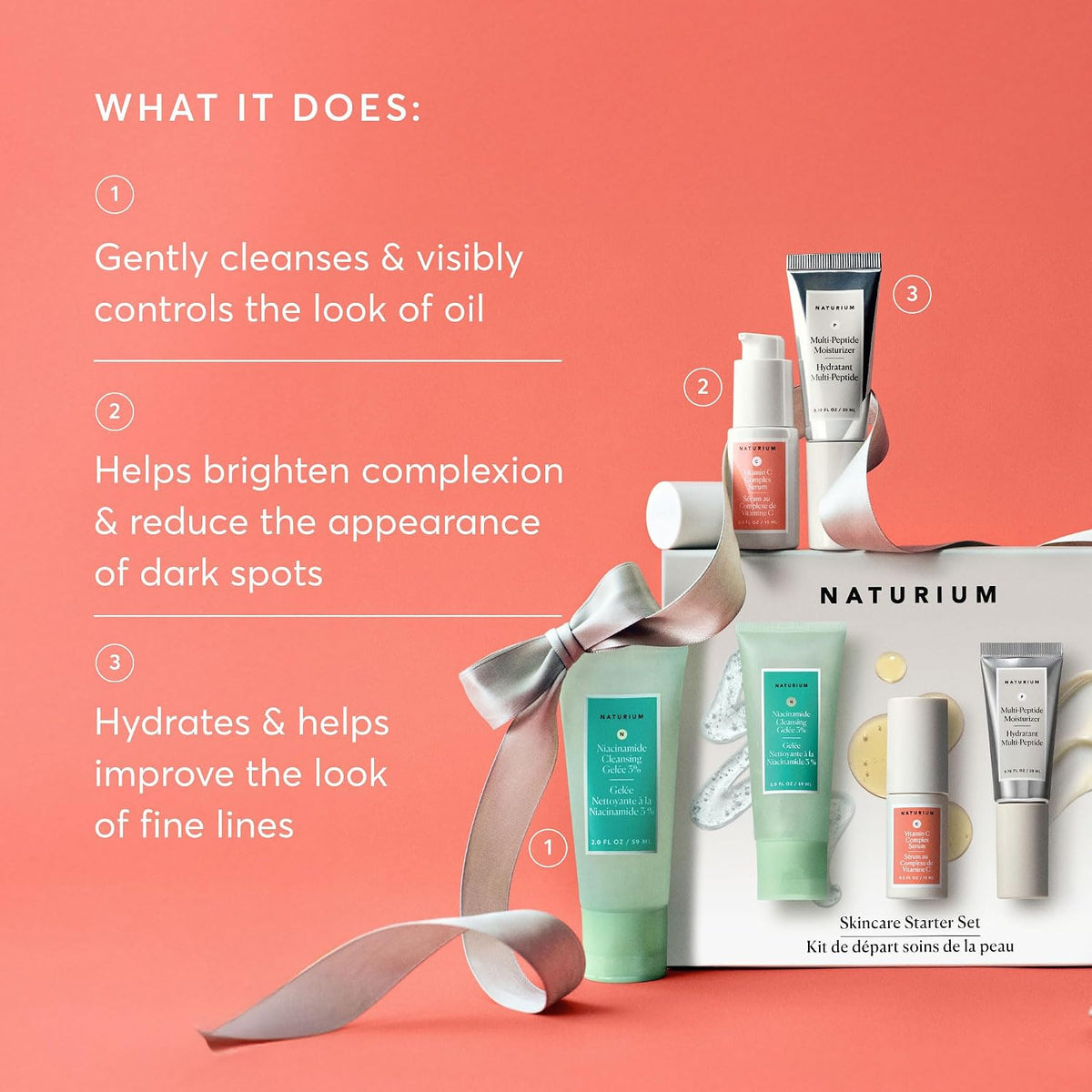 Naturium Skincare Starter Set, 3 piezas de rutina de cuidado de la...