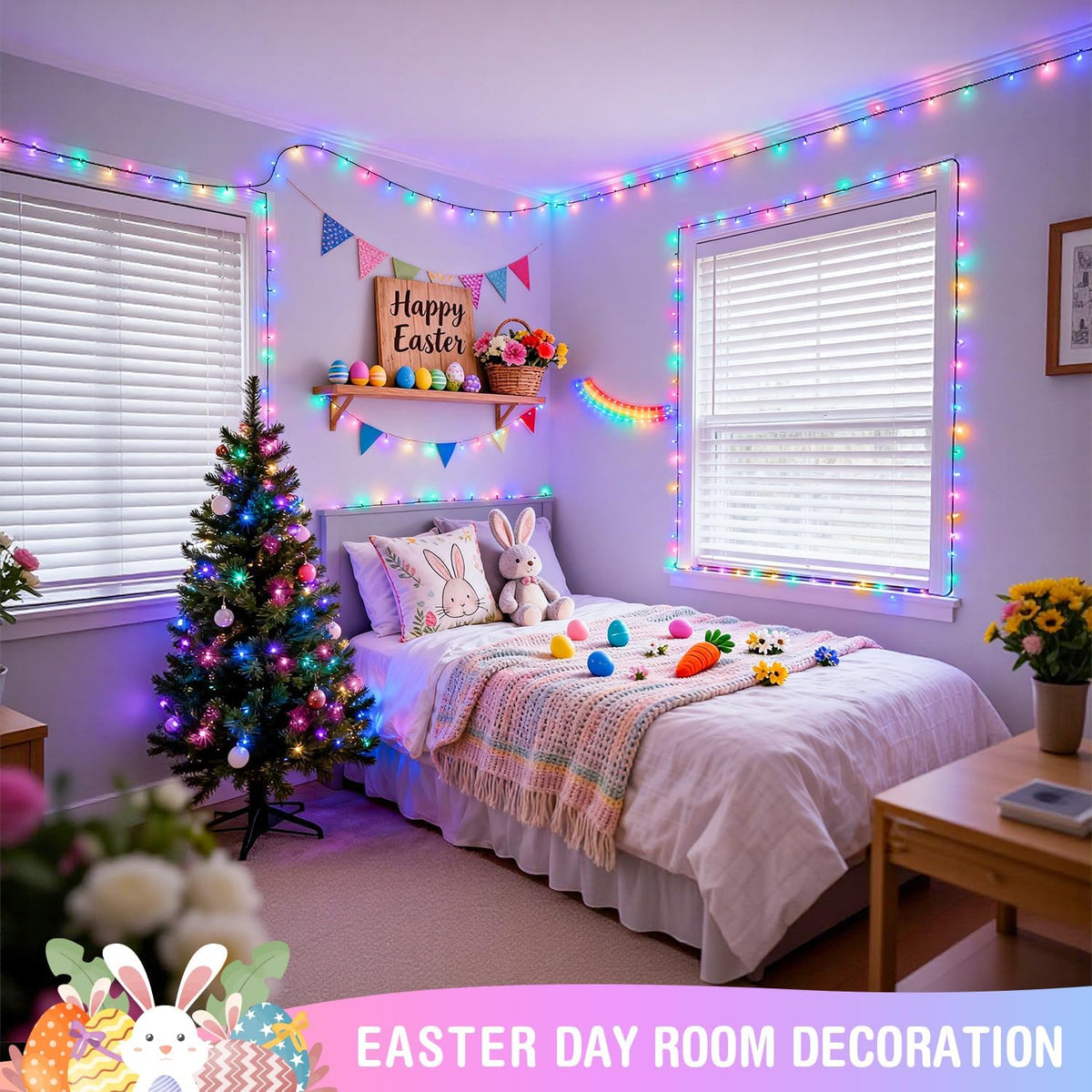 JMEXSUSS 250 luces LED de Pascua para interiores y exteriores, tira...