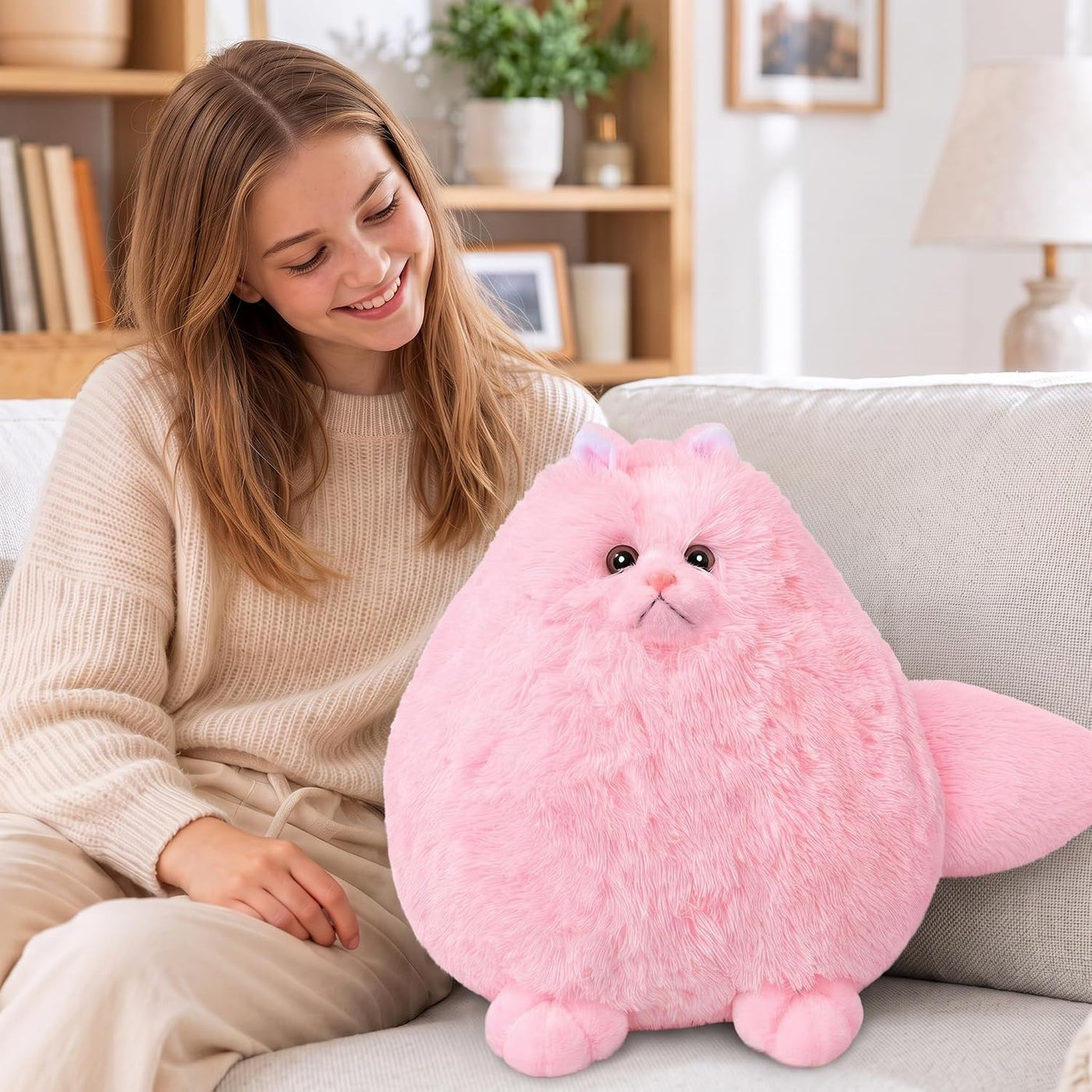 Winsterch - Gato de peluche gigante rosa, peluche grande de 20 pulg...