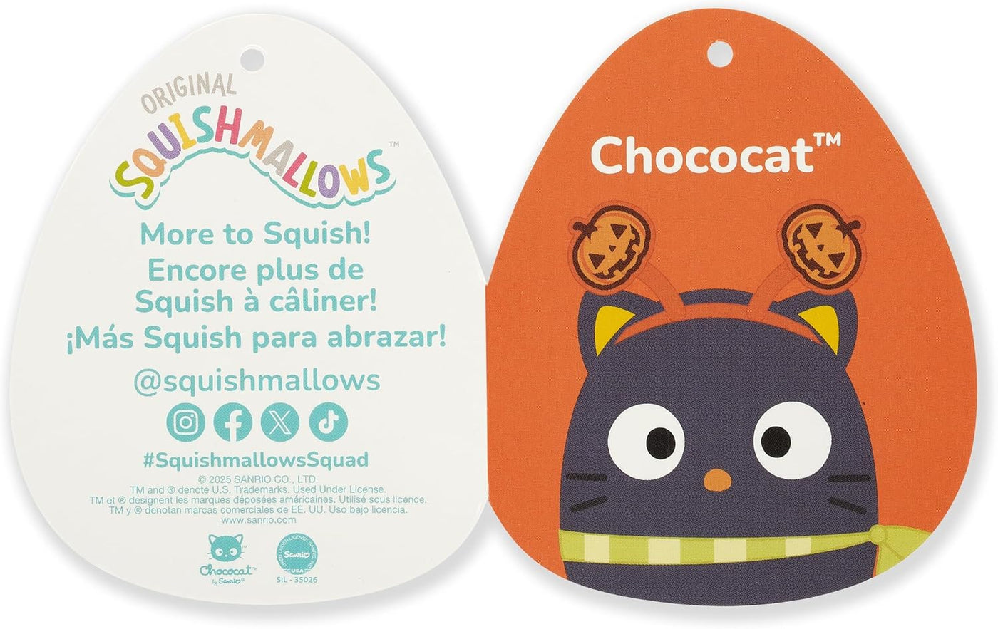 Squishmallows Chococat Sanrio original de 12 pulgadas para Hallowee...