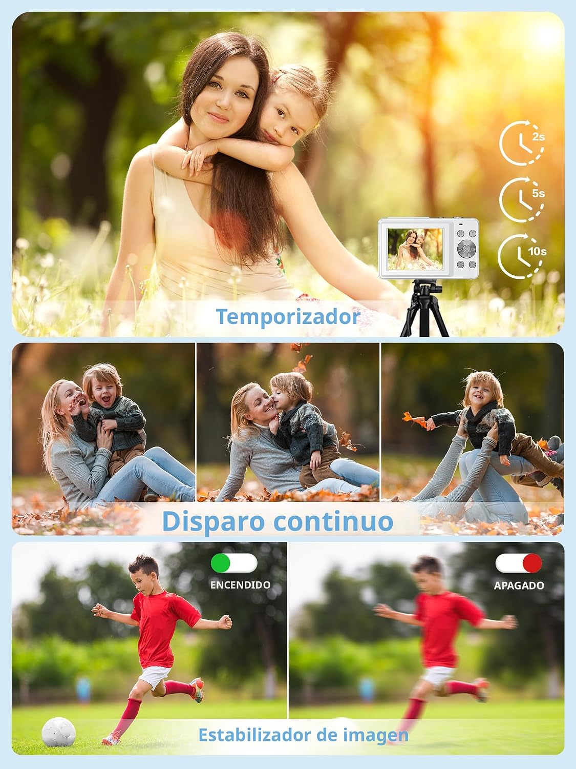 Camkory Cámara digital para niños, adolescentes y principiantes, cá...