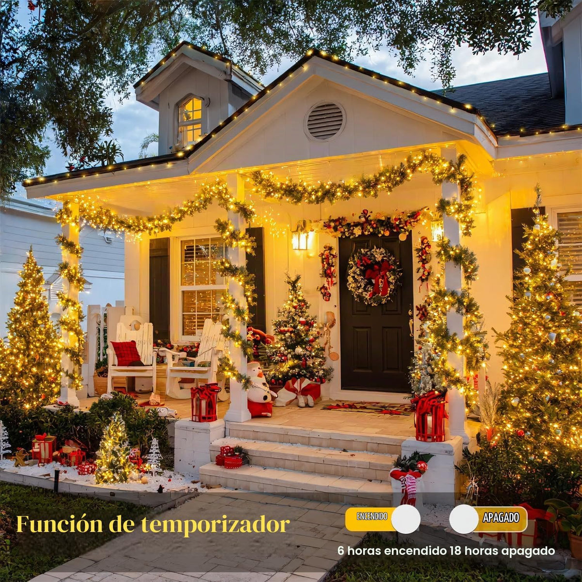 JMEXSUSS - Tira de 200 luces LED de Navidad para interiores y exter...