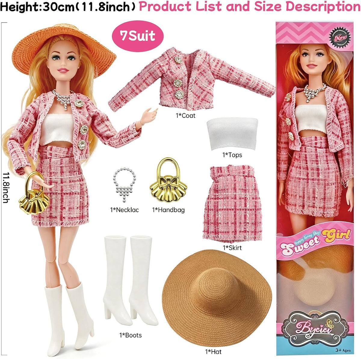 Juego de muñecas de princesa de 11.5 pulgadas, muñeca de juguete am...