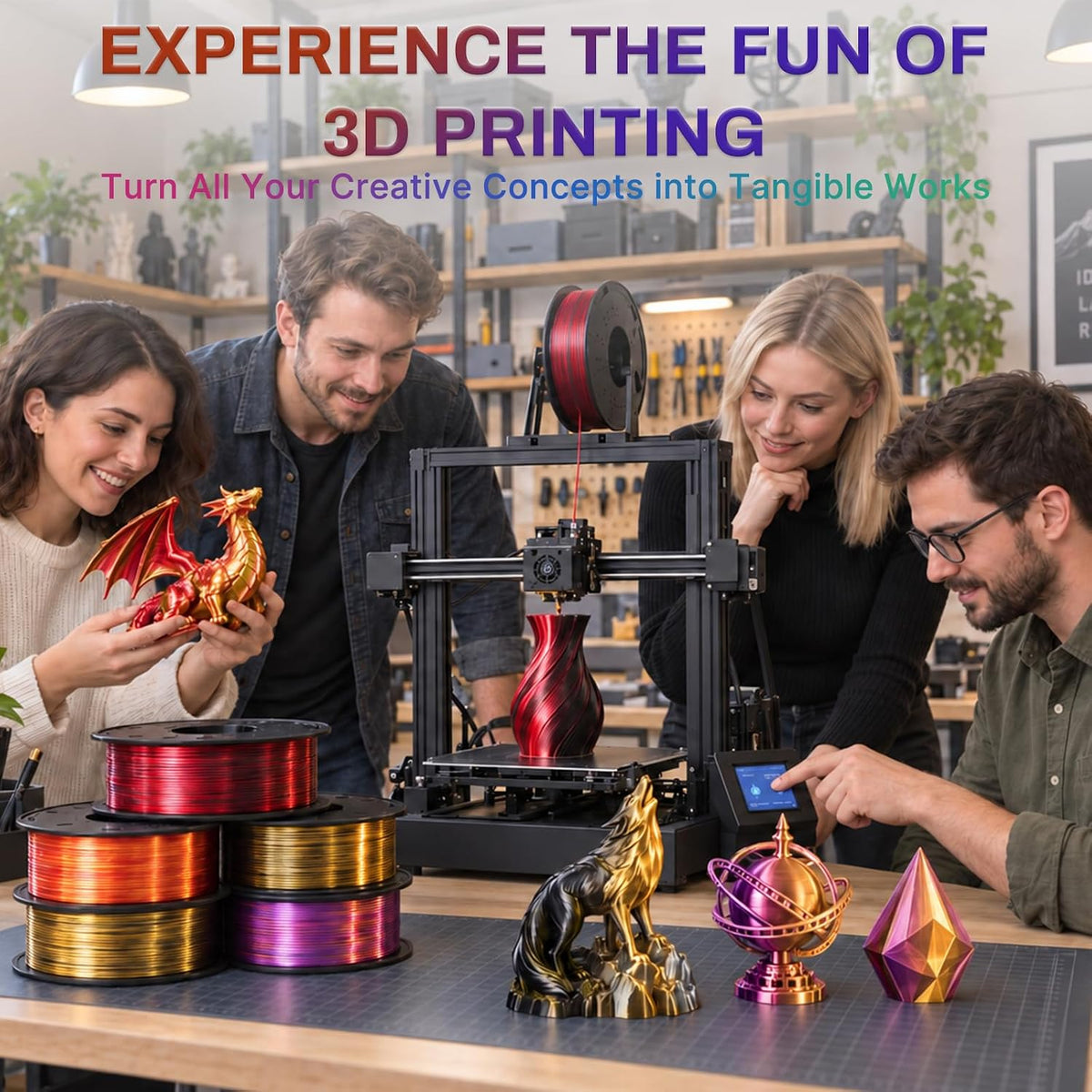 Colourbing Filamento de impresora 3D PLA+ de seda presecado de dobl...