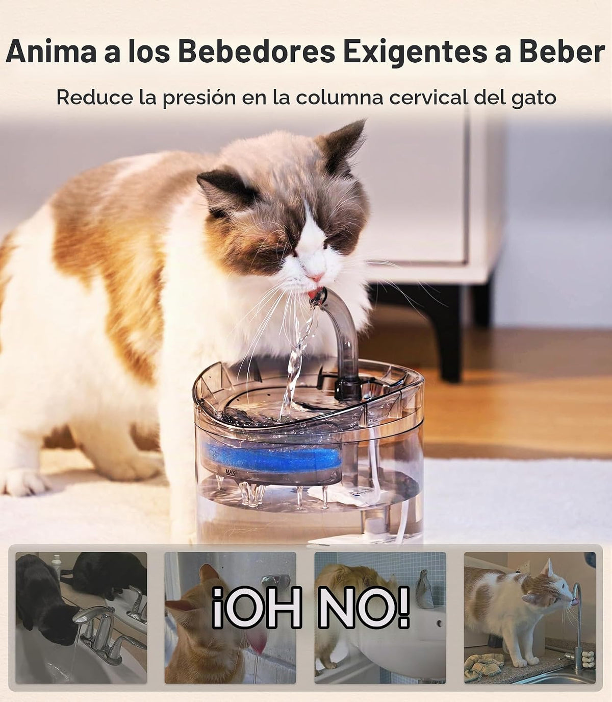 HAPUP Fuente de agua para gatos, dispensador de agua para animales,...