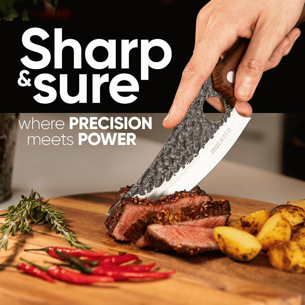 Cuchillo de chef Matsato: cuchillo de cocina perfecto para cocinar,...