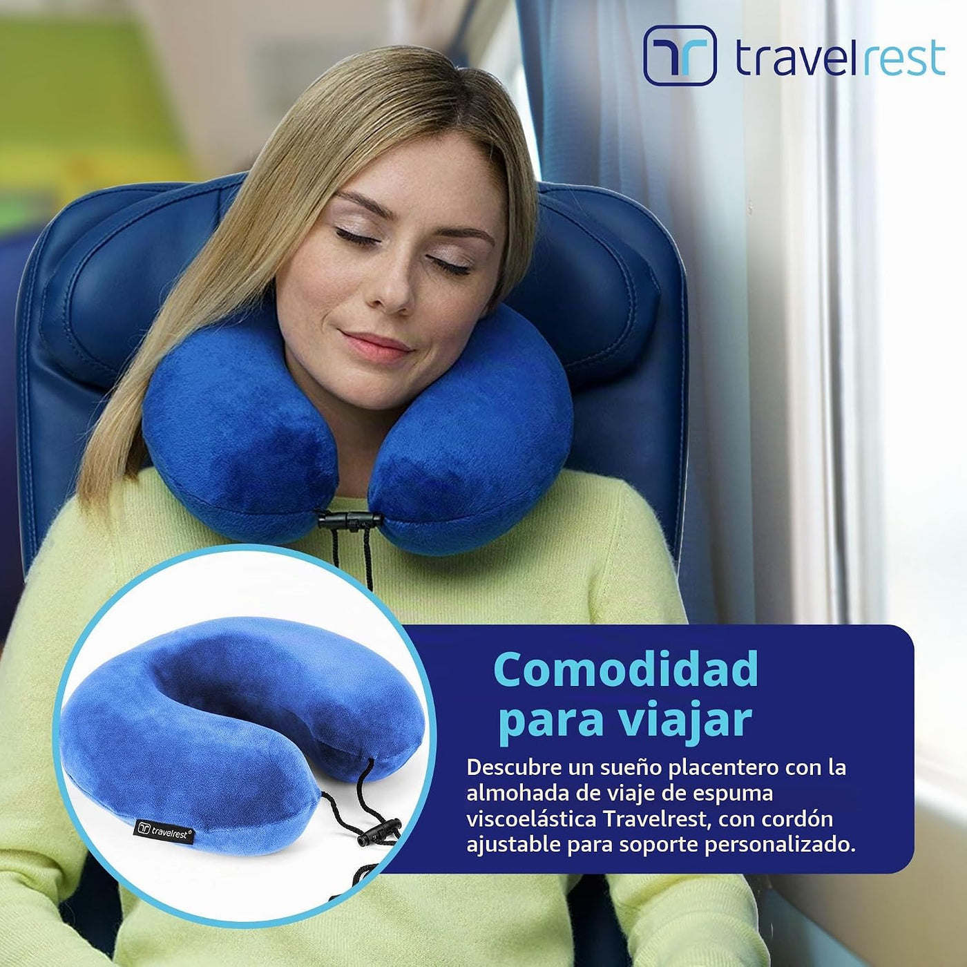 Almohada terapéutica de viaje Travelrest, viscoelástica, de felpa,...